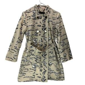 Marc By March Jacobs Trench Coat Tan Black Animal Print Belted Small